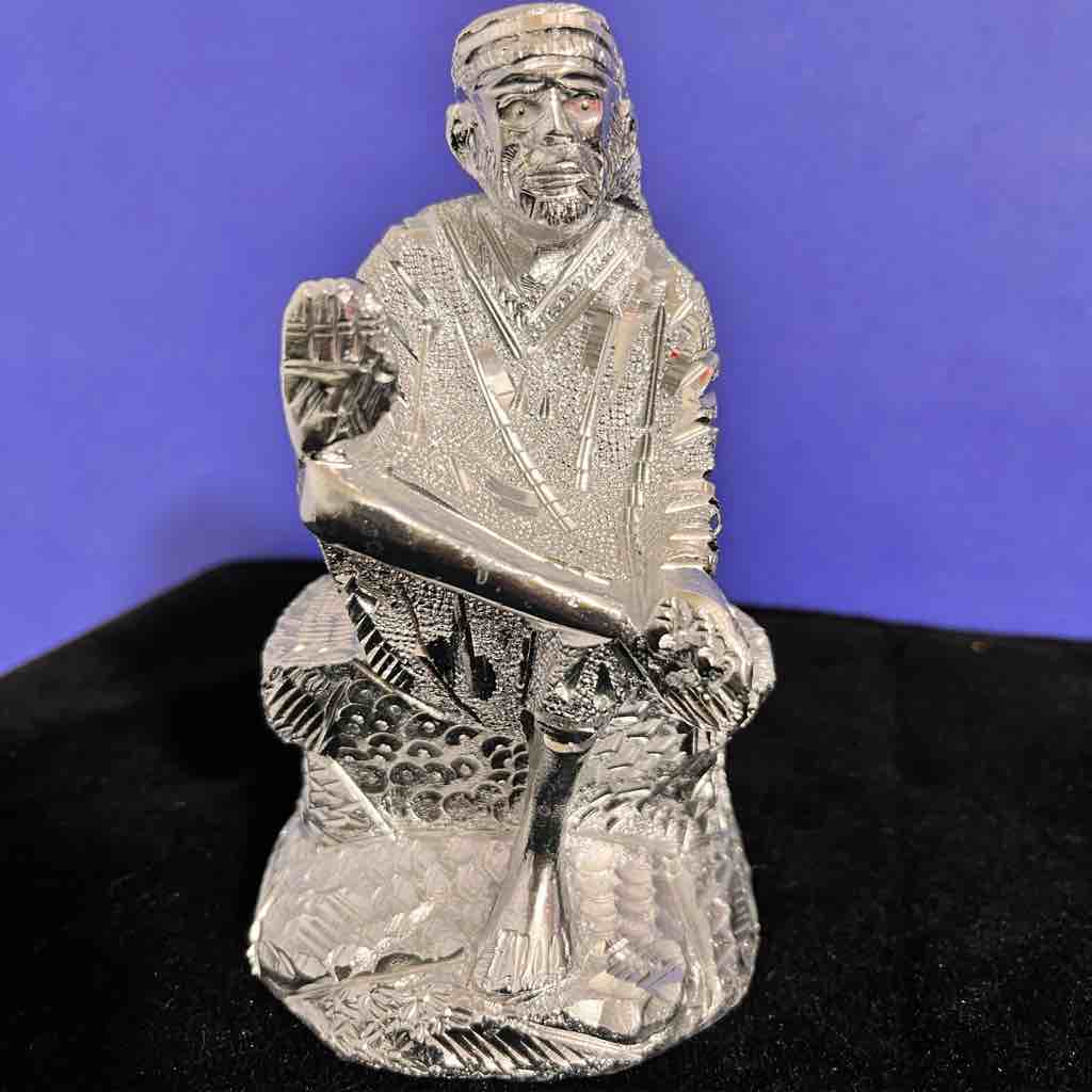 silver plated sai baba idol - Image 2