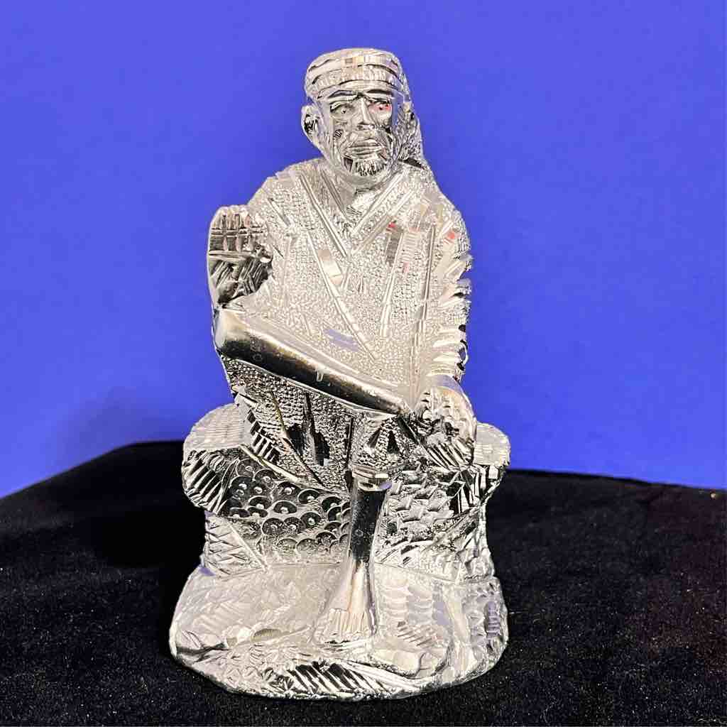 silver plated sai baba idol