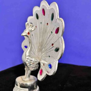 silver plated peacock idol