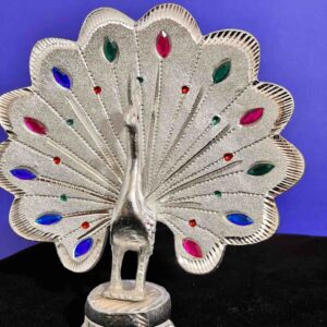 silver plated peacock idol