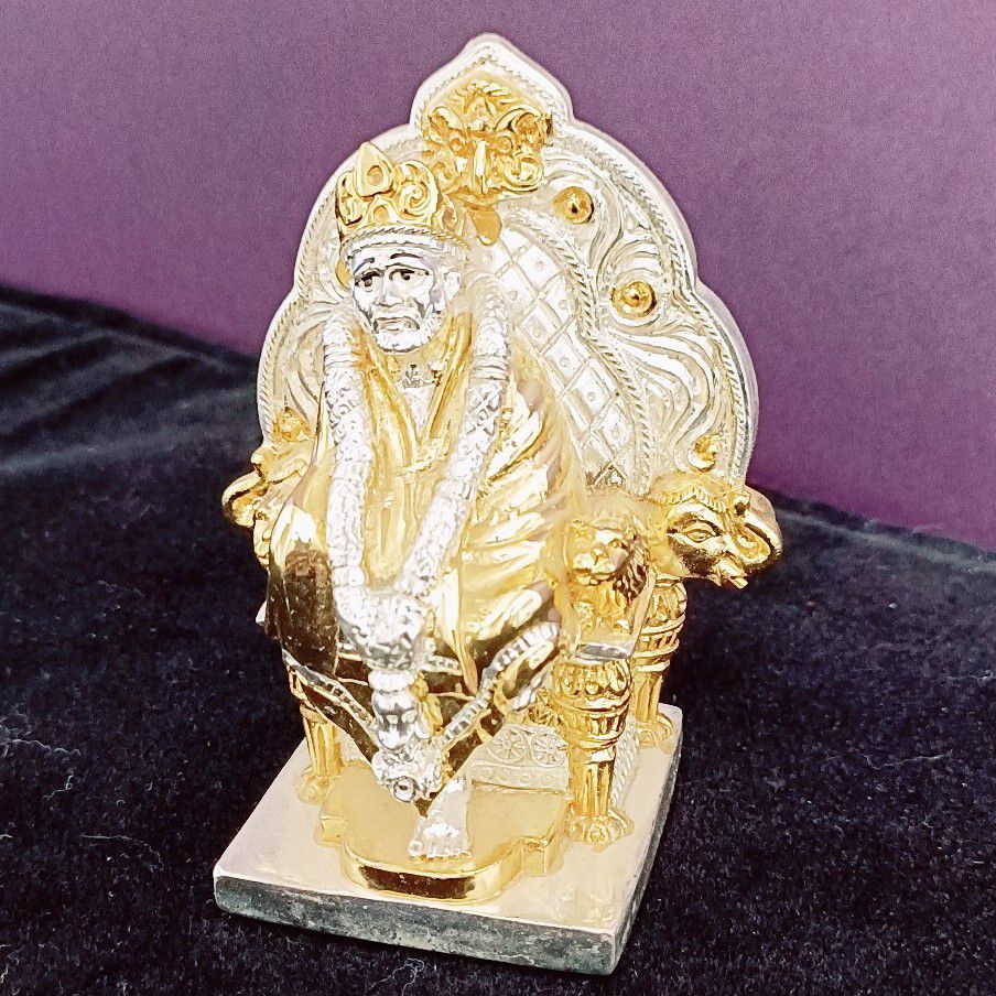 Silver and gold plated sai baba (??? ????)idol