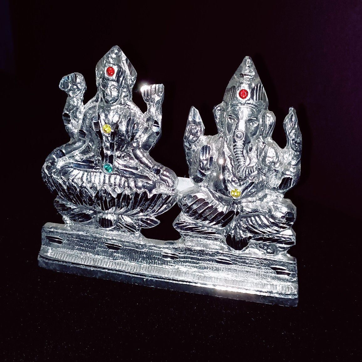 Silver Plated  Laxmi  And Ganesh Ji Idol
