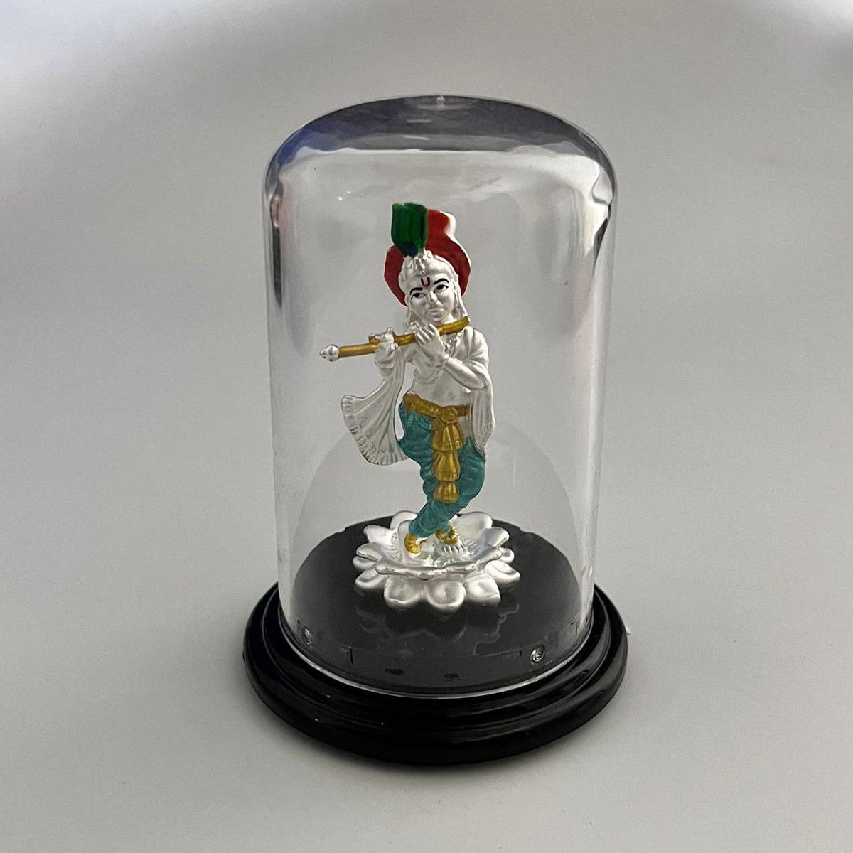 999 Silver Krishna Emerald Idol