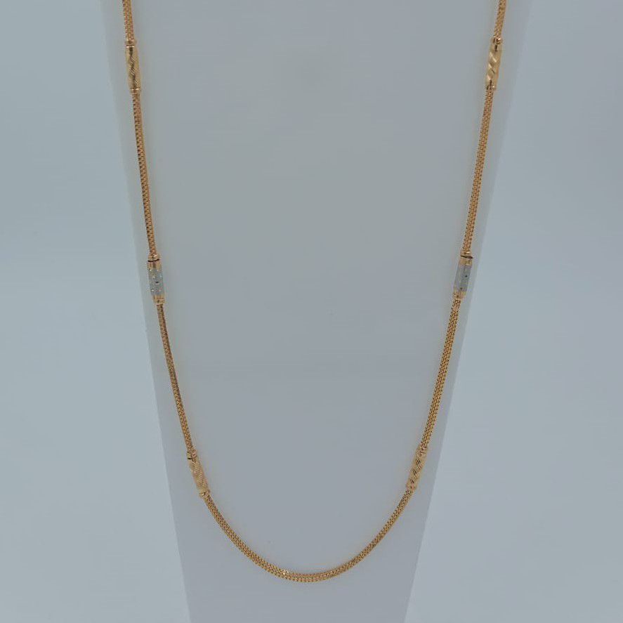 916 Gold Rhodium Box Pipe Chain