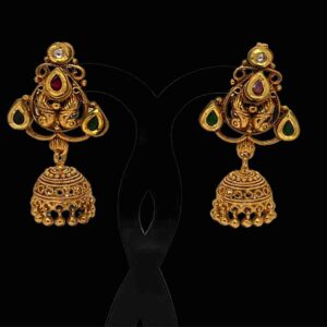 Gold plated long necklace with earrings