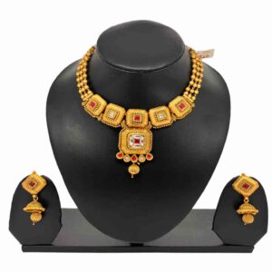 1 Gram Gold Plated In Fancy Short Necklace