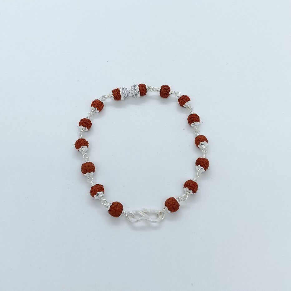 Simple Rudraksha Design In Silver 800