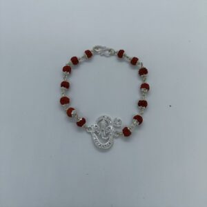 Ganpati Design In Silver Rudraksh Rakhi