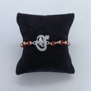 Ganpati Design In Silver Rudraksh Rakhi