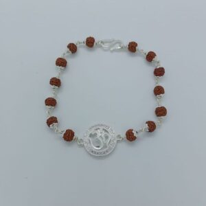 Om Design In Silver Rudraksha Rakhi