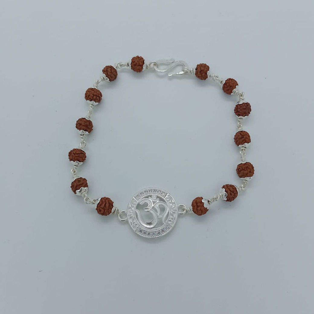Om Design In Silver Rudraksha Rakhi
