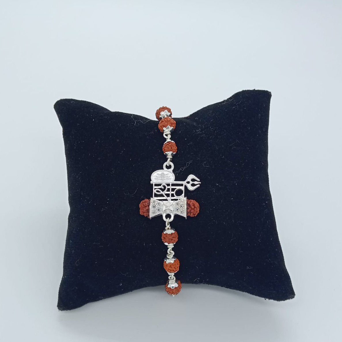 Shiv Design In Silver Rudraksh Rakhi