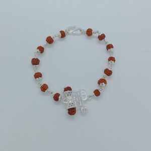 Shiv Design In Silver Rudraksh Rakhi