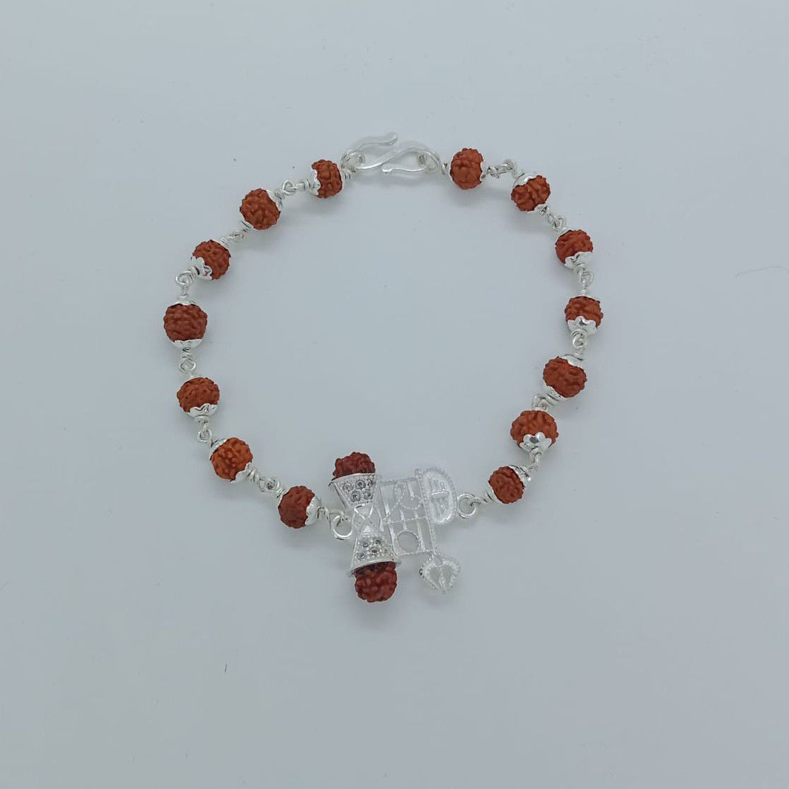 Shiv Design In Silver Rudraksh Rakhi