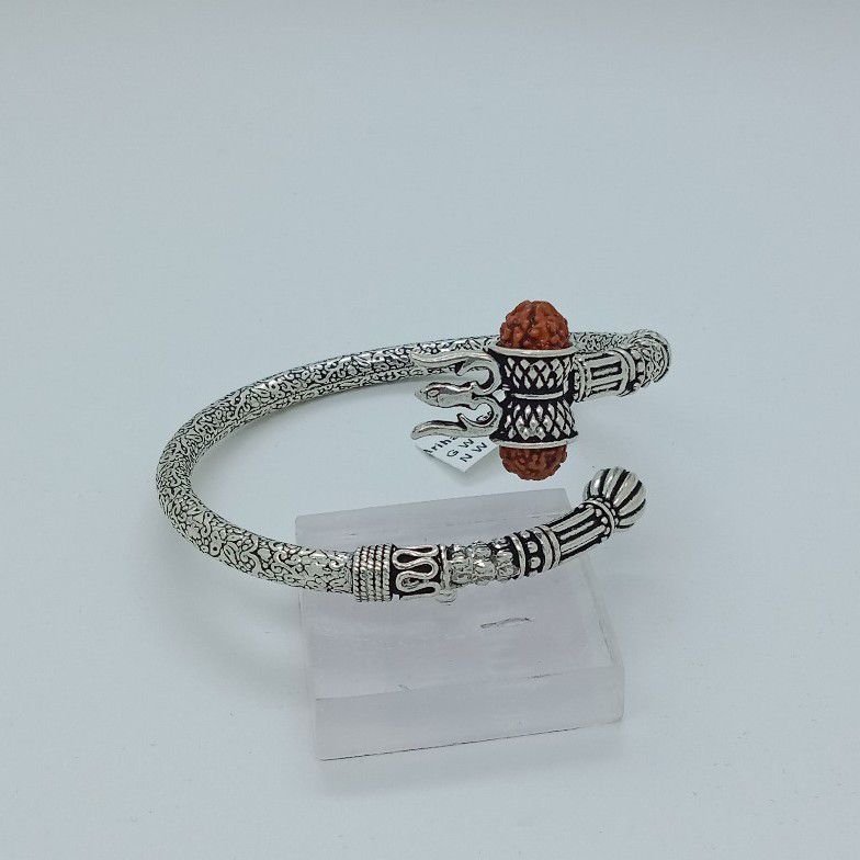 925 Silver Mahakal Rudraksh Fancy Kada