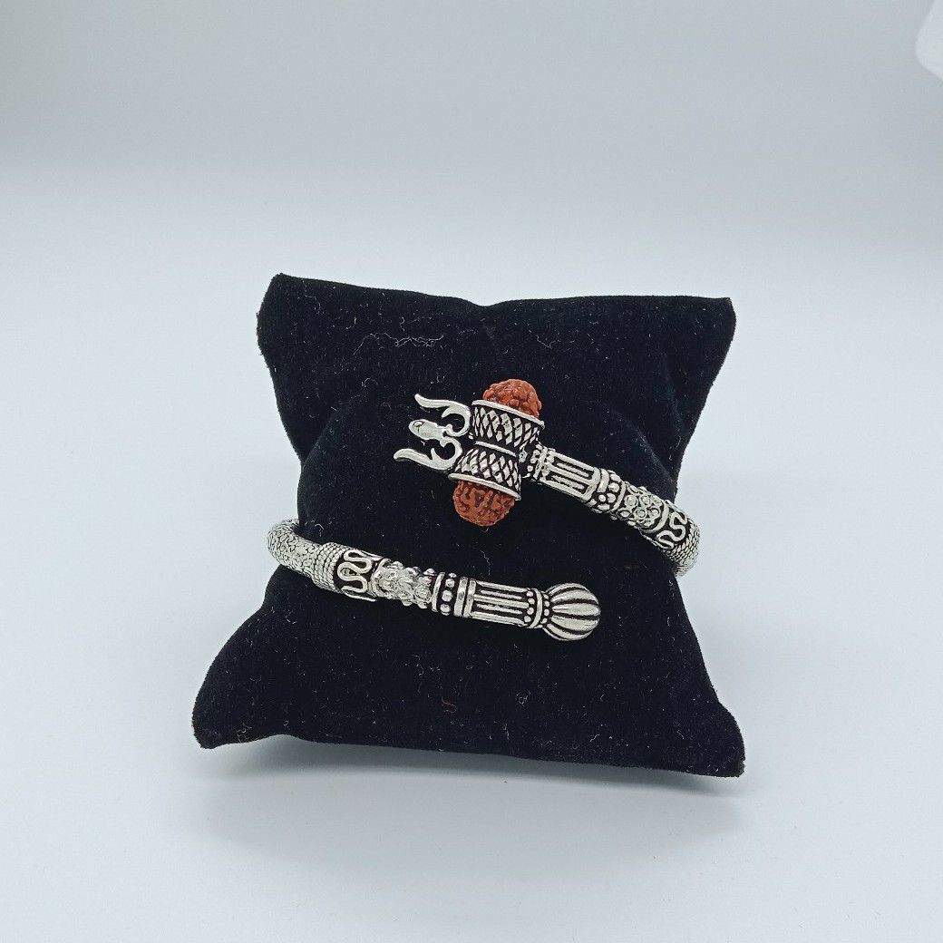 925 Silver Mahakal Rudraksh Fancy Kada