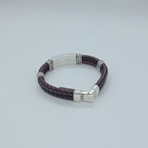 Silver antique leather bracelet