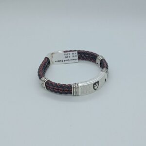 Silver antique leather bracelet