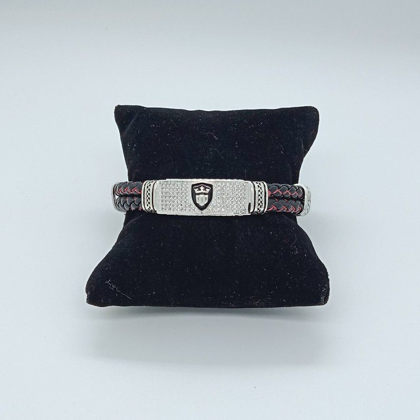 Silver antique leather bracelet