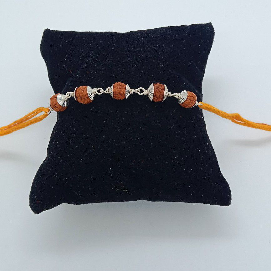 Silver  rudraksh design rakhi