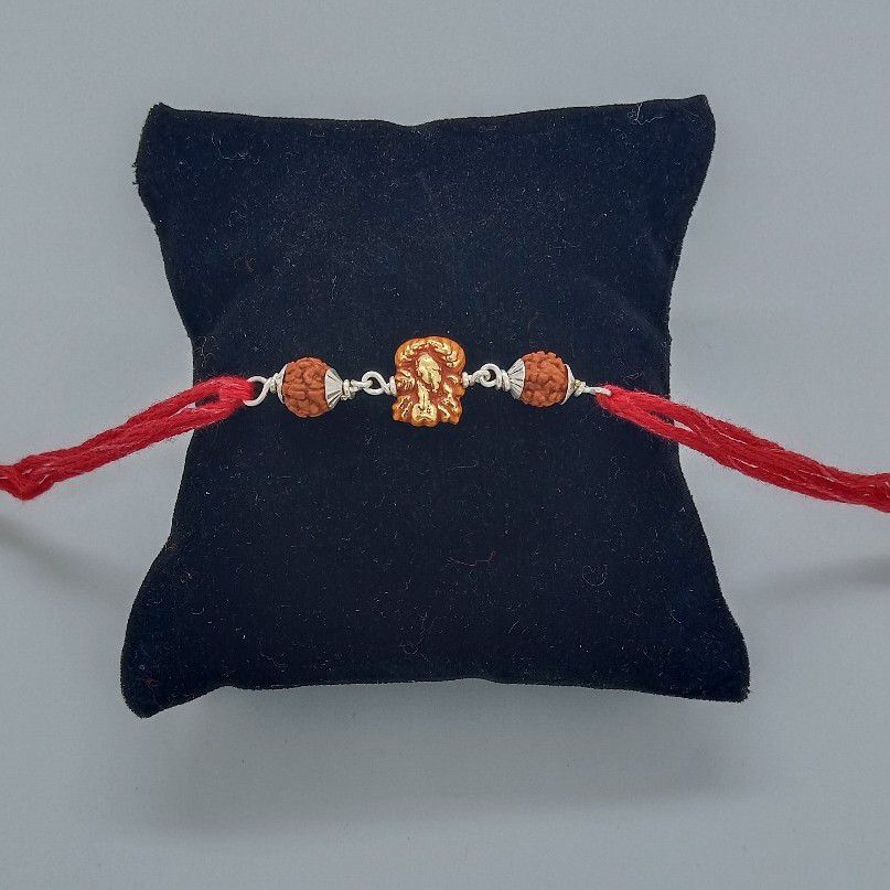 Silver ganpatiji design rakhi