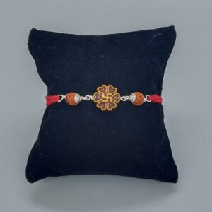 Silver round design rakhi