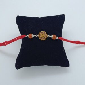 Silver round design rakhi