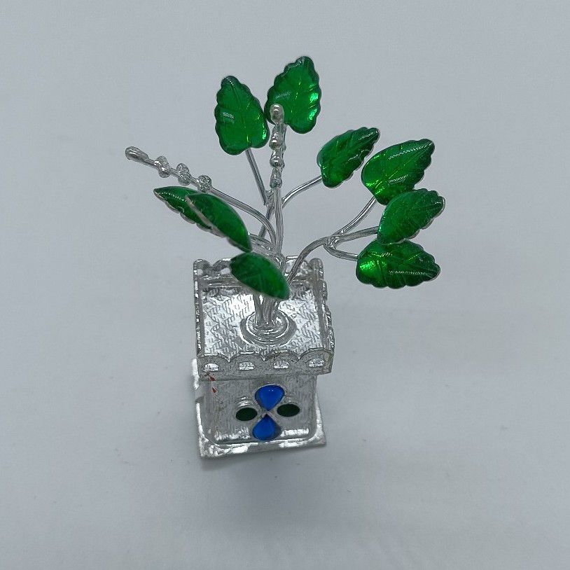 silver tulsi pooja pot