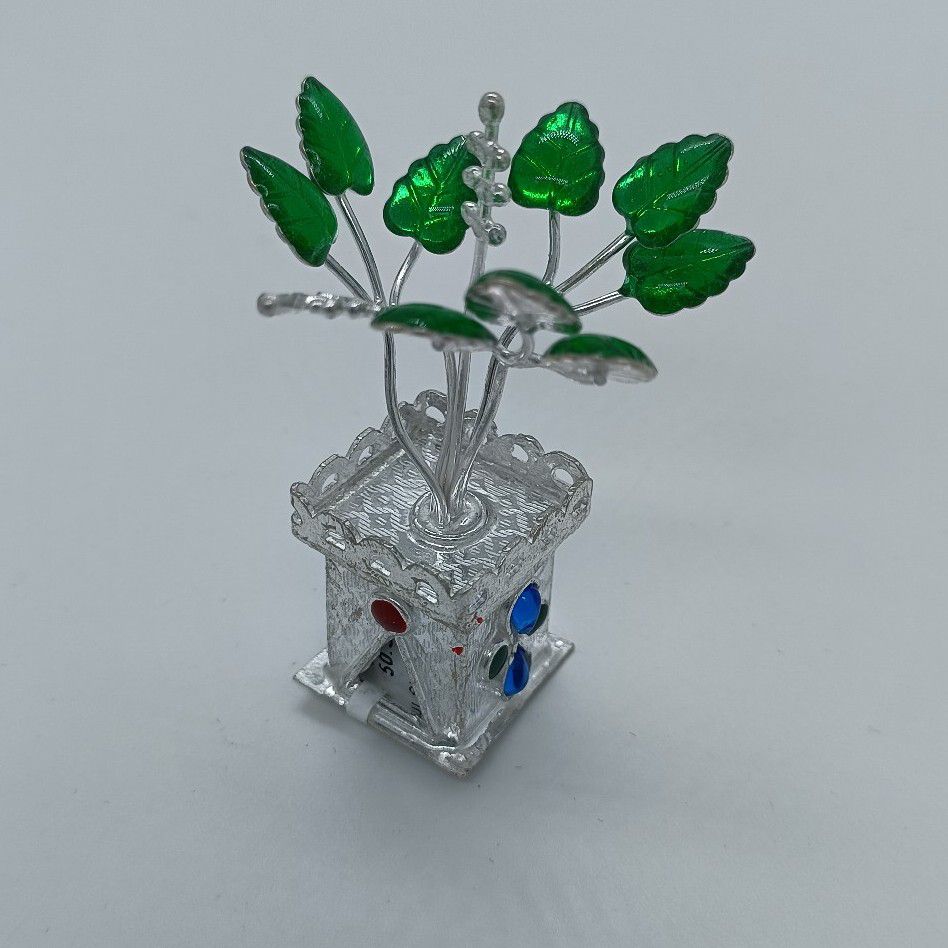 silver tulsi pooja pot