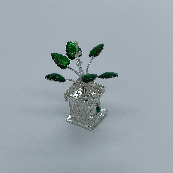 silver tiny tulsi pot for pooja
