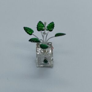 silver tiny tulsi pot for pooja