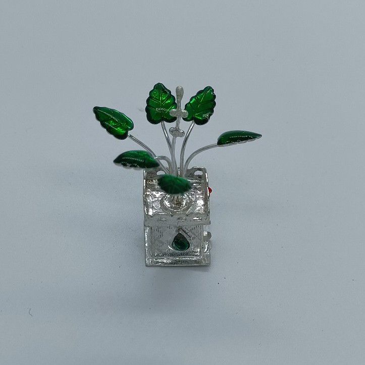 silver tiny tulsi pot for pooja