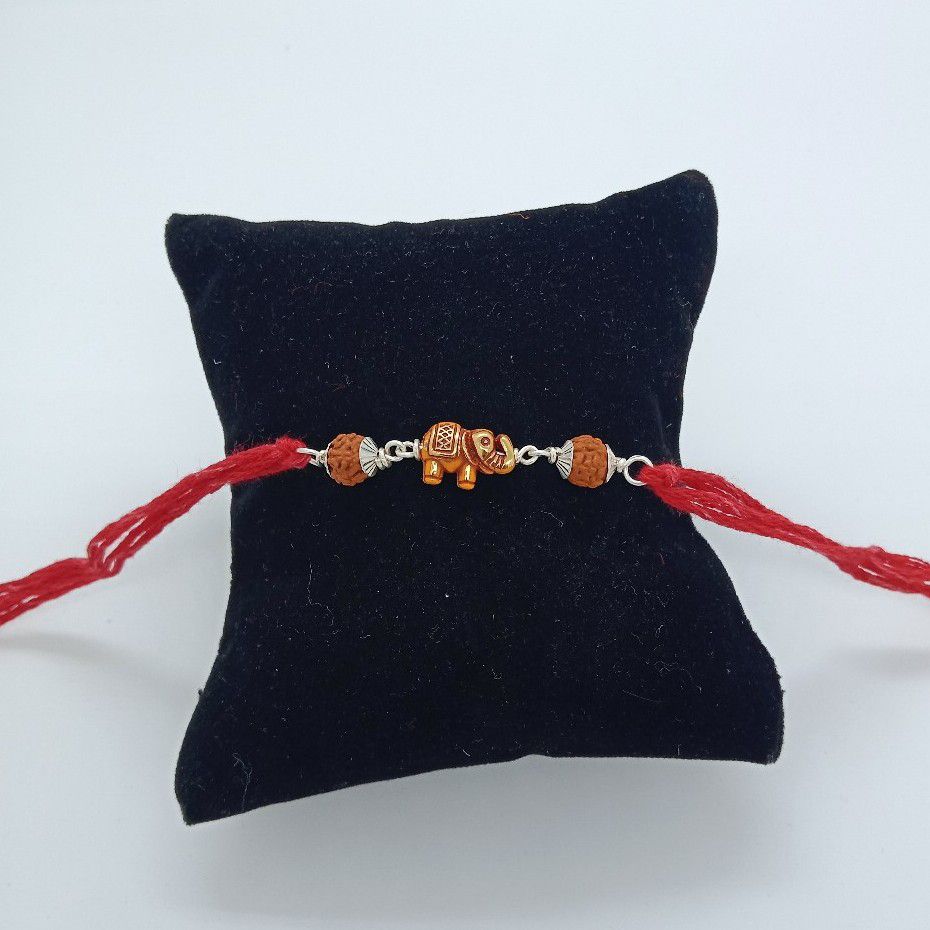 Silver elephant design rakhi