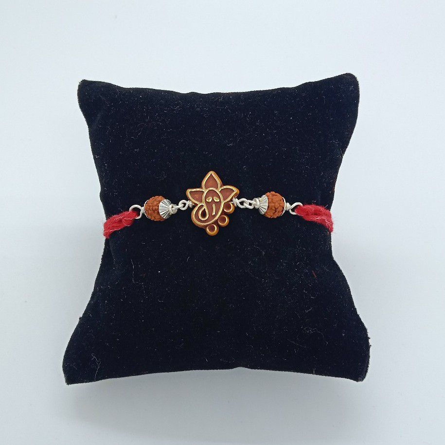 Silver ganpati design rakhi - Image 2