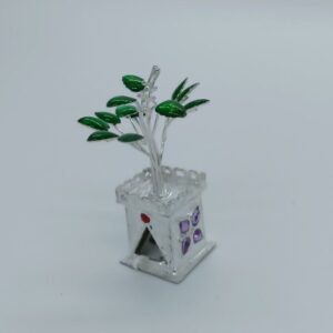 silver artifical tulsi pot