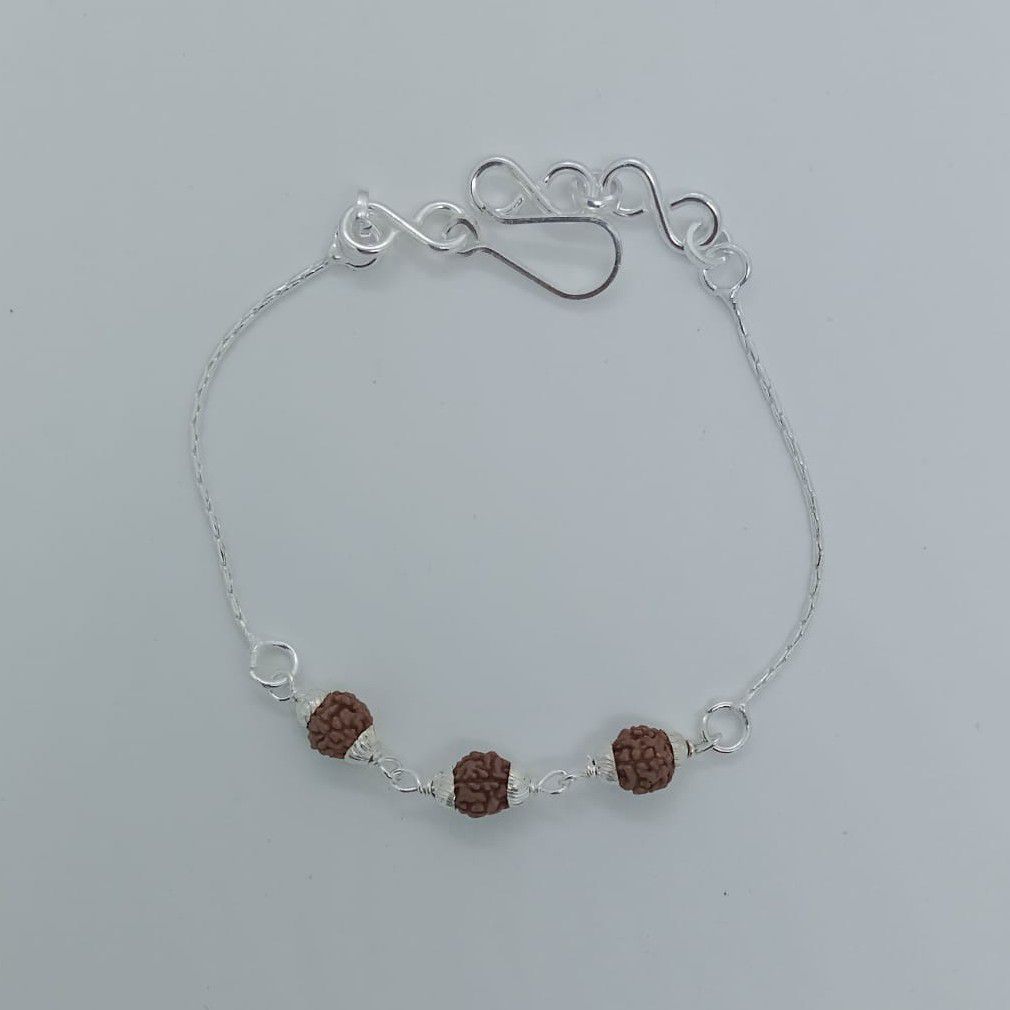 Silver 3 Rudrax Gents Rakhi - Image 2