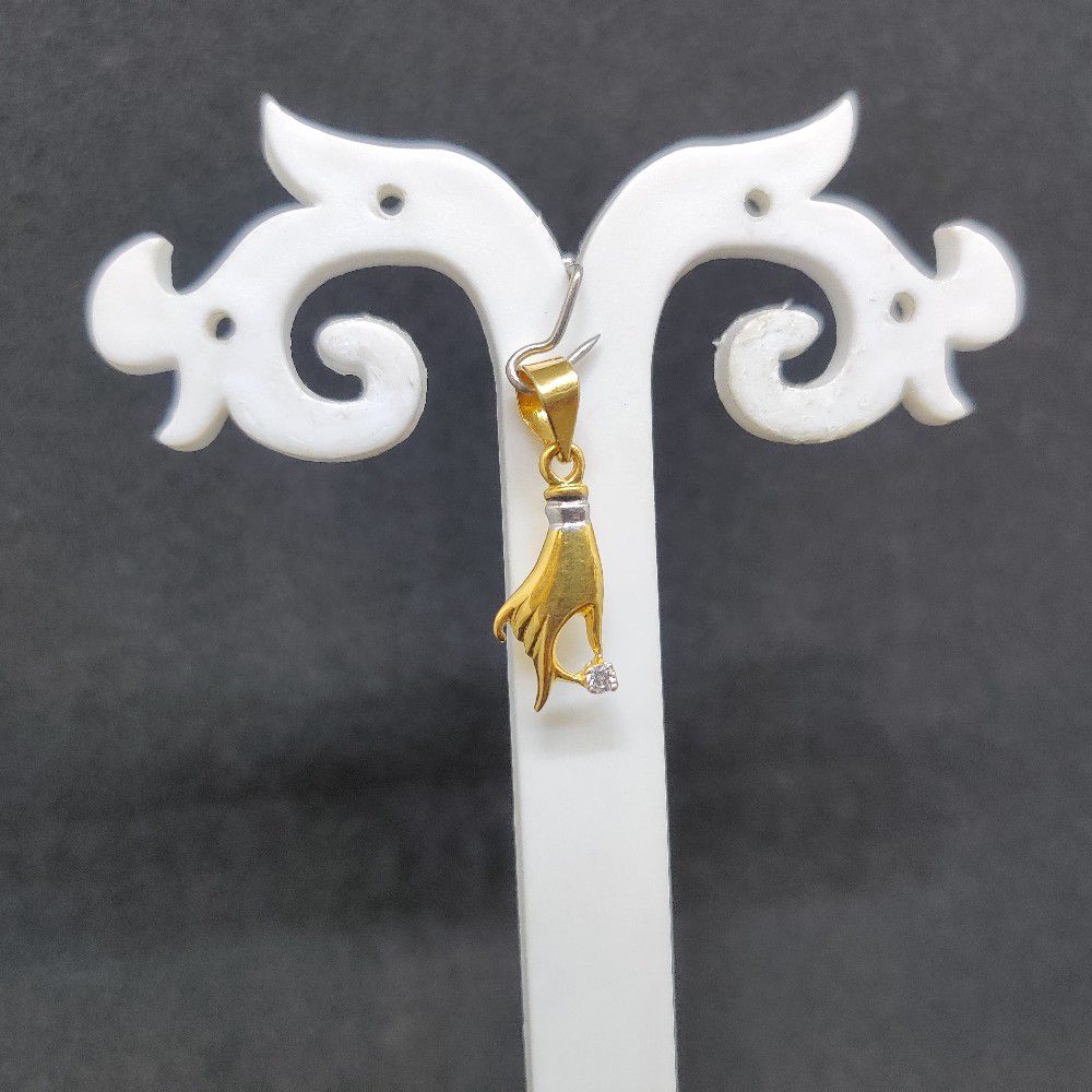 Gold 20c Hand Single Diamond Design Pendant