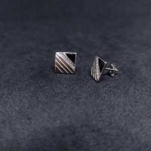 92.5 Silver Earrings With Square Diamond Design