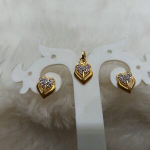 Gold Double Heart Pendant Set
