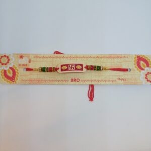 Gold rakhi red swastik Design
