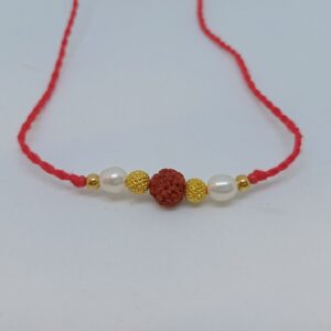 Gold Rakhi Single Rudraksha Design