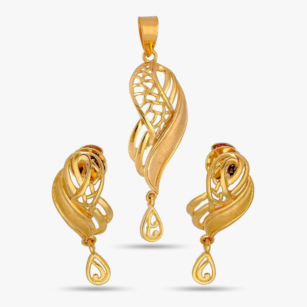 Plain Gold pendant set