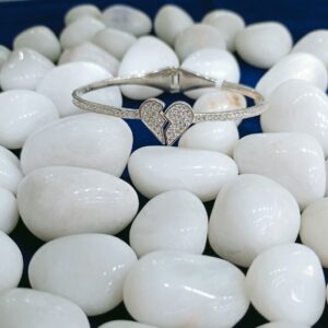 92.5 silver bracelet diamond half heart