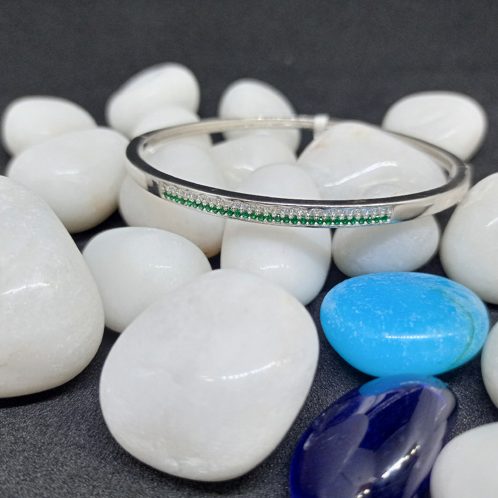 92.5 silver bracelet green and white Diamond
