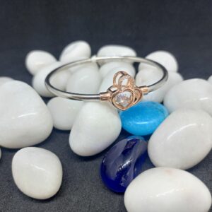 92.5 silver bracelet Rose gold heart shape and diamond piece