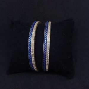 92.5 Silver Bangles Half Mina Half Diamond