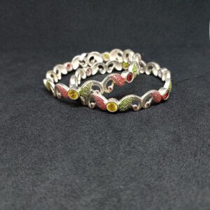 92.5 silver bangles peacock design