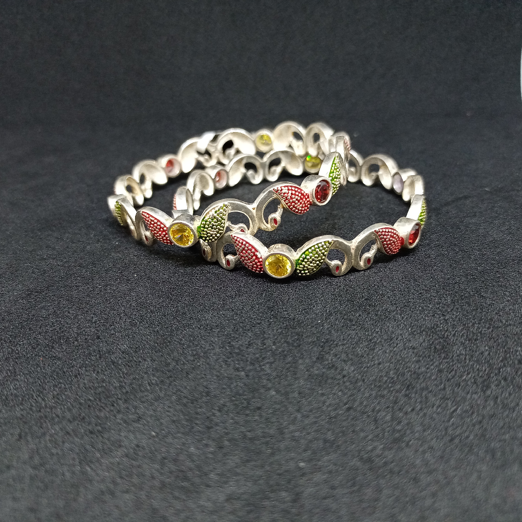 92.5 silver bangles peacock design