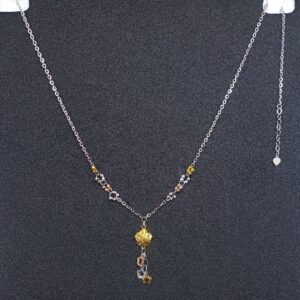 92.5 silver necklace micro chain flower piece golden colour