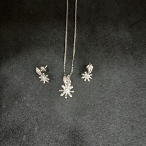 platinum plated pendant chain and earrings